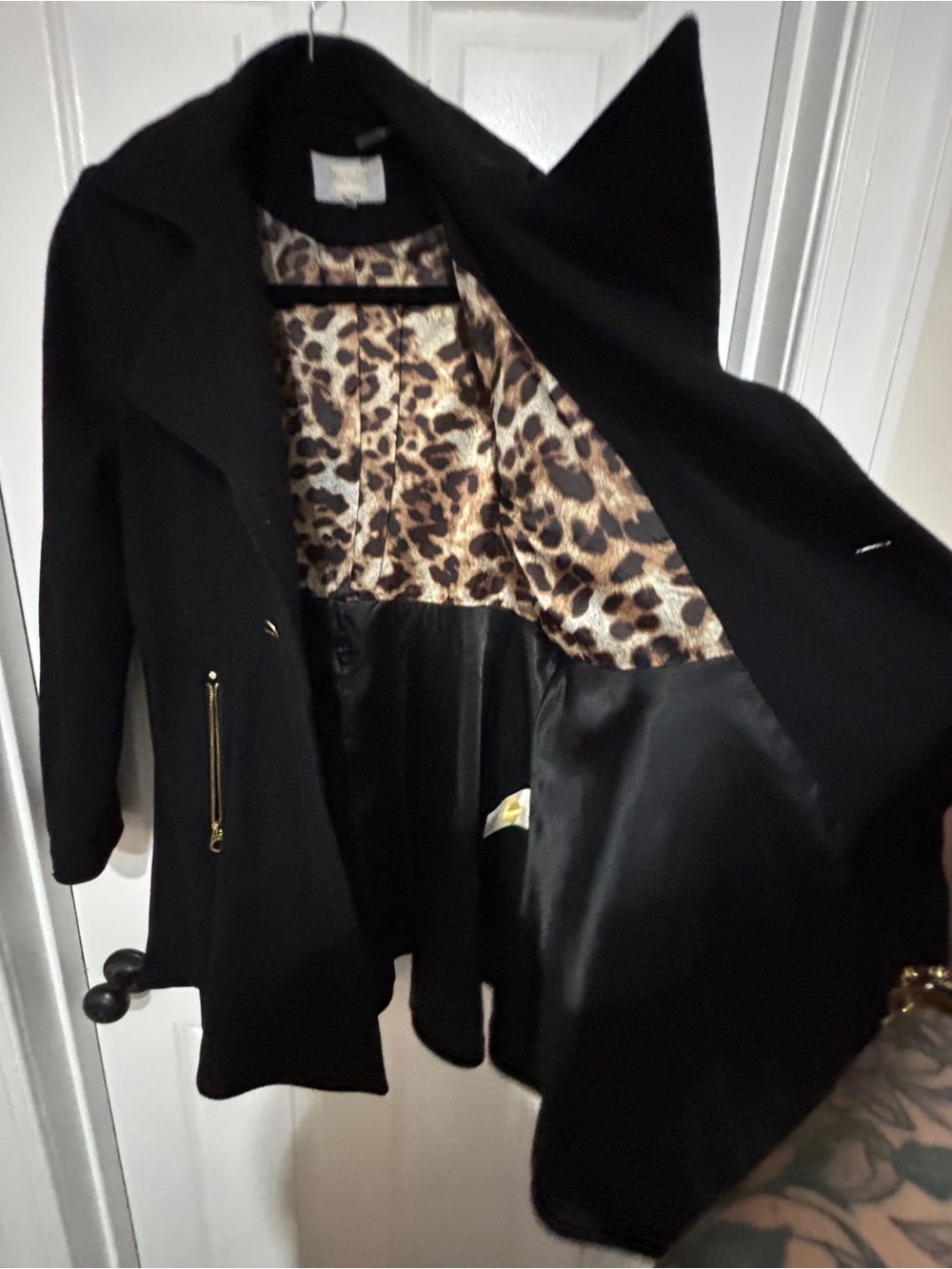 Laundry By Shelli Segal Black Pea Coat with Gold Hardware - Picture 5 of 10